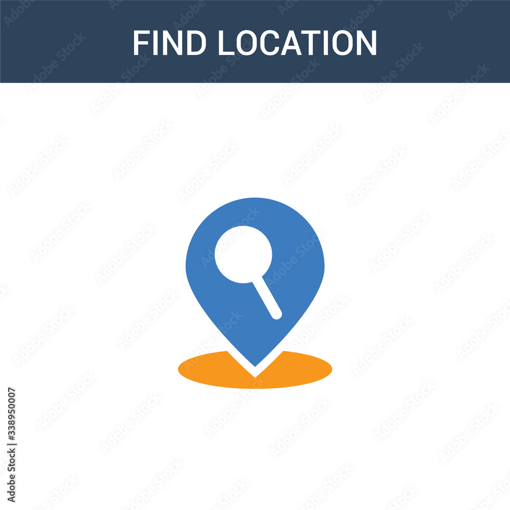 Poster two colored find location concept vector icon. 2 color find location vector illustration. isolated b