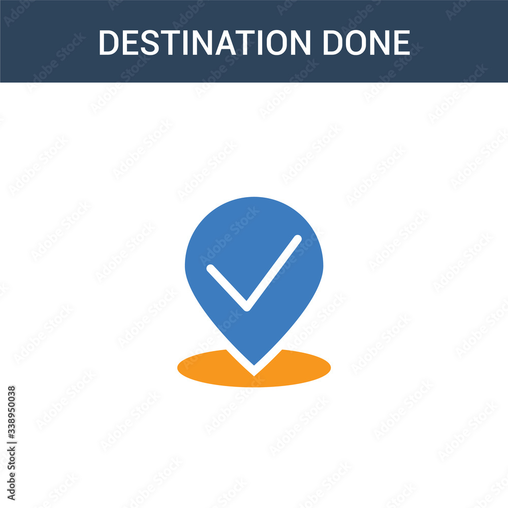 Aufkleber two colored destination done concept vector icon. 2 color destination done vector illustration. isol