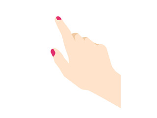Hand pointing at something on white background. Vector Illustratration isolated. Closeup of hand.