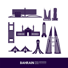 Naklejka premium Bahrain travel destination grand vector illustration. 