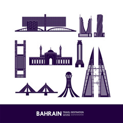Bahrain travel destination grand vector illustration. 