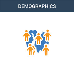 two colored Demographics concept vector icon. 2 color Demographics vector illustration. isolated blue and orange eps icon on white background.