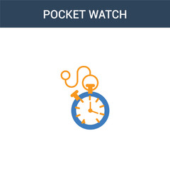 two colored Pocket watch concept vector icon. 2 color Pocket watch vector illustration. isolated blue and orange eps icon on white background.