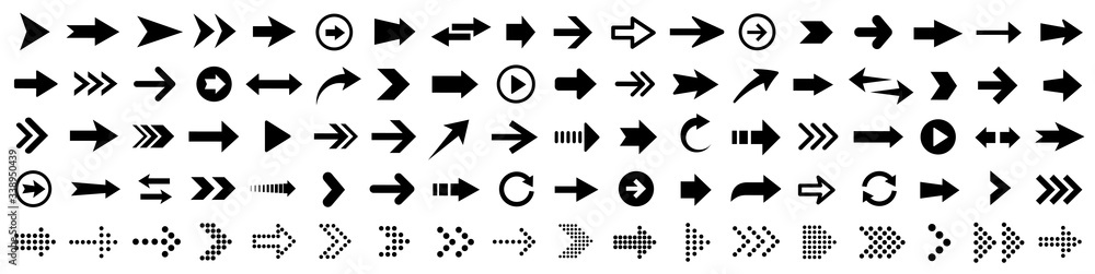 Poster arrows set. arrow icon collection. set different arrows or web design. arrow flat style isolated on 