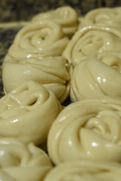 Rolled out parotta ready to be fried