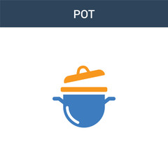 two colored Pot concept vector icon. 2 color Pot vector illustration. isolated blue and orange eps icon on white background.