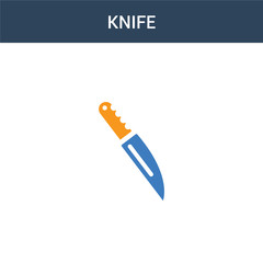 two colored Knife concept vector icon. 2 color Knife vector illustration. isolated blue and orange eps icon on white background.