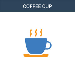 two colored Coffee cup concept vector icon. 2 color Coffee cup vector illustration. isolated blue and orange eps icon on white background.