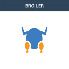 two colored broiler concept vector icon. 2 color broiler vector illustration. isolated blue and orange eps icon on white background.