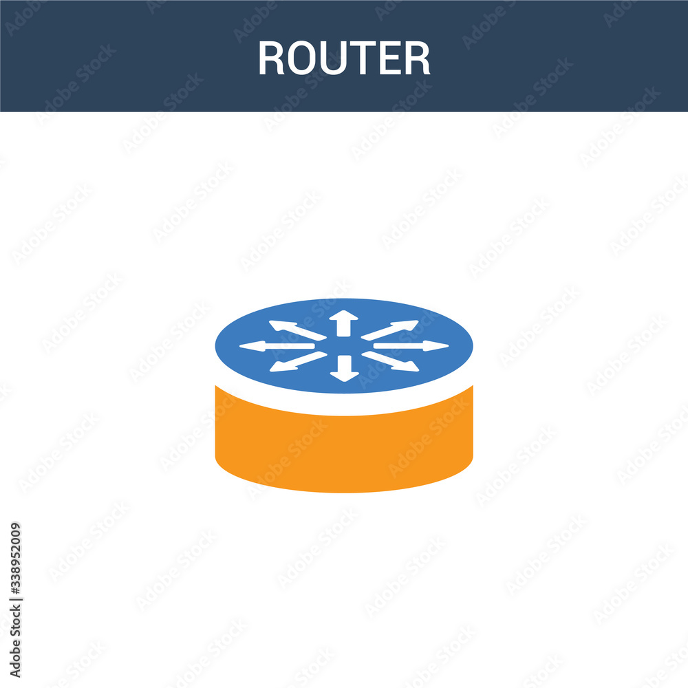 Poster two colored router concept vector icon. 2 color router vector illustration. isolated blue and orange