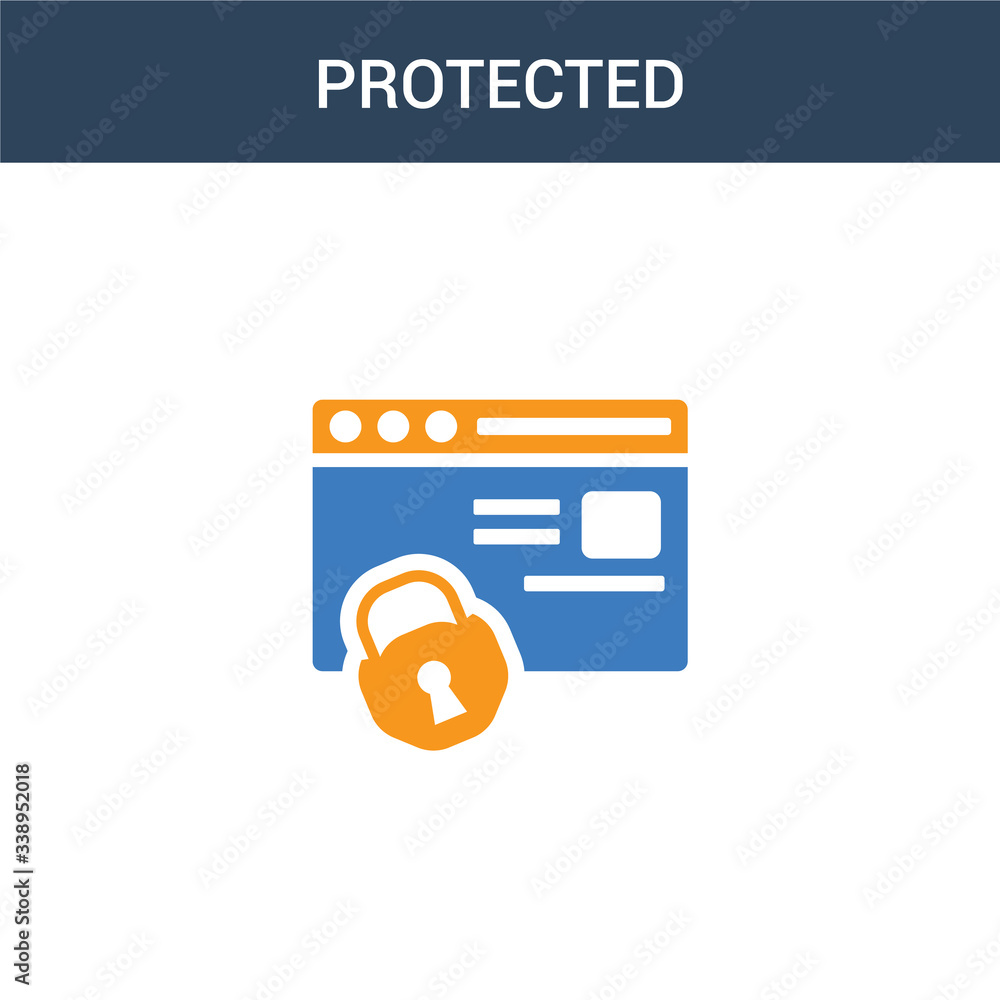 Aufkleber two colored protected concept vector icon. 2 color protected vector illustration. isolated blue and 