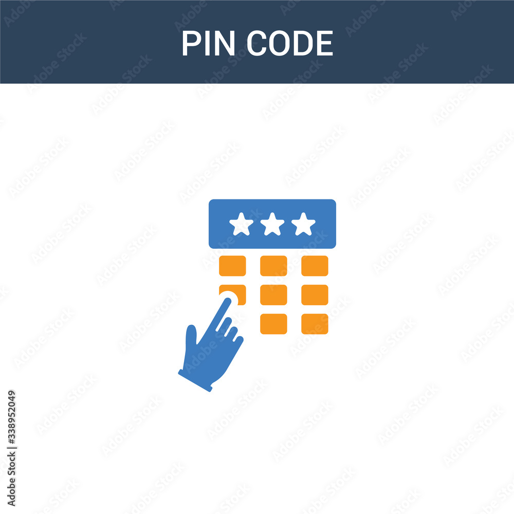 Poster two colored pin code concept vector icon. 2 color pin code vector illustration. isolated blue and or