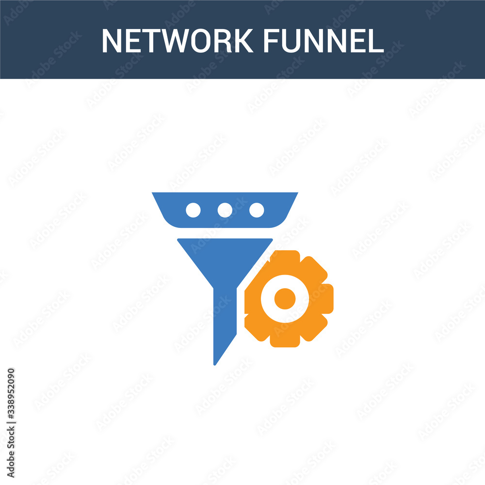 Aufkleber two colored network funnel concept vector icon. 2 color network funnel vector illustration. isolated