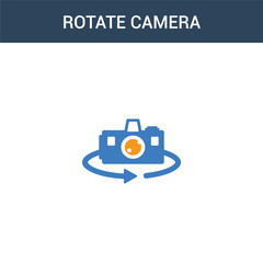 two colored Rotate camera concept vector icon. 2 color Rotate camera vector illustration. isolated blue and orange eps icon on white background.