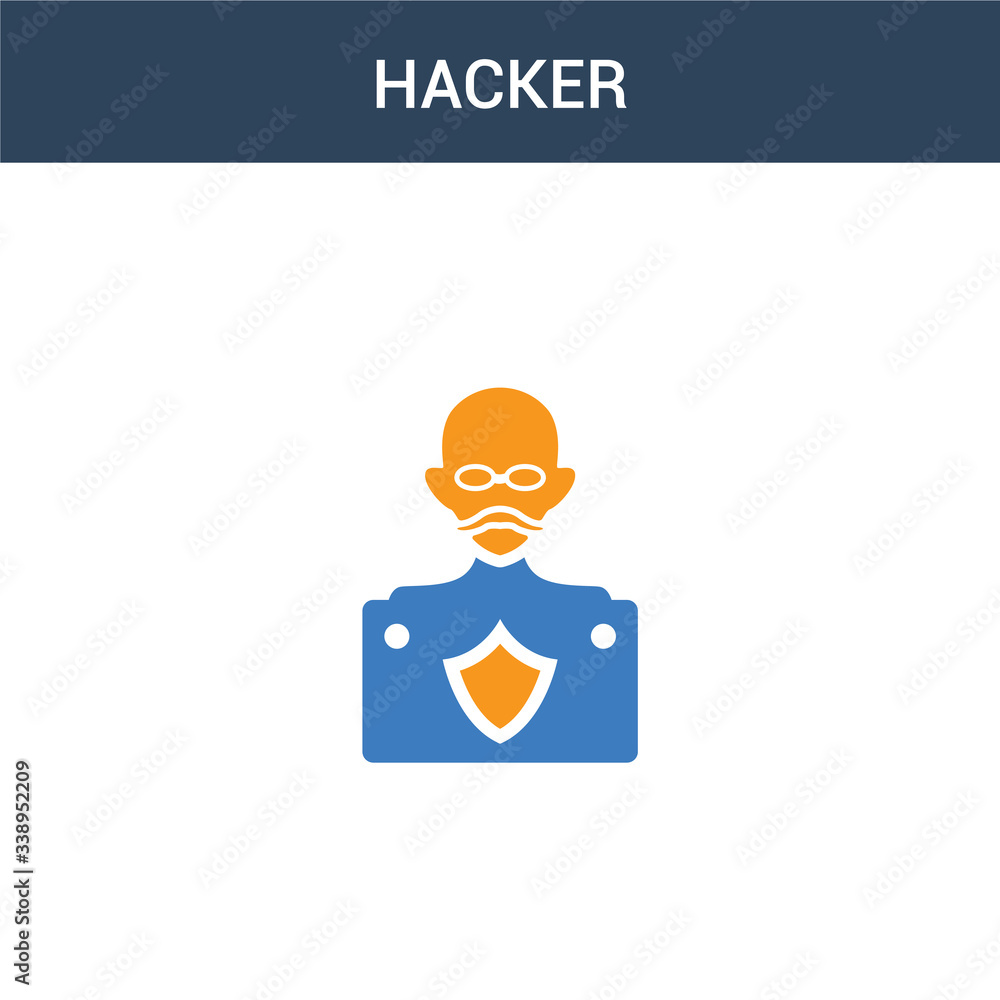 Poster two colored hacker concept vector icon. 2 color hacker vector illustration. isolated blue and orange