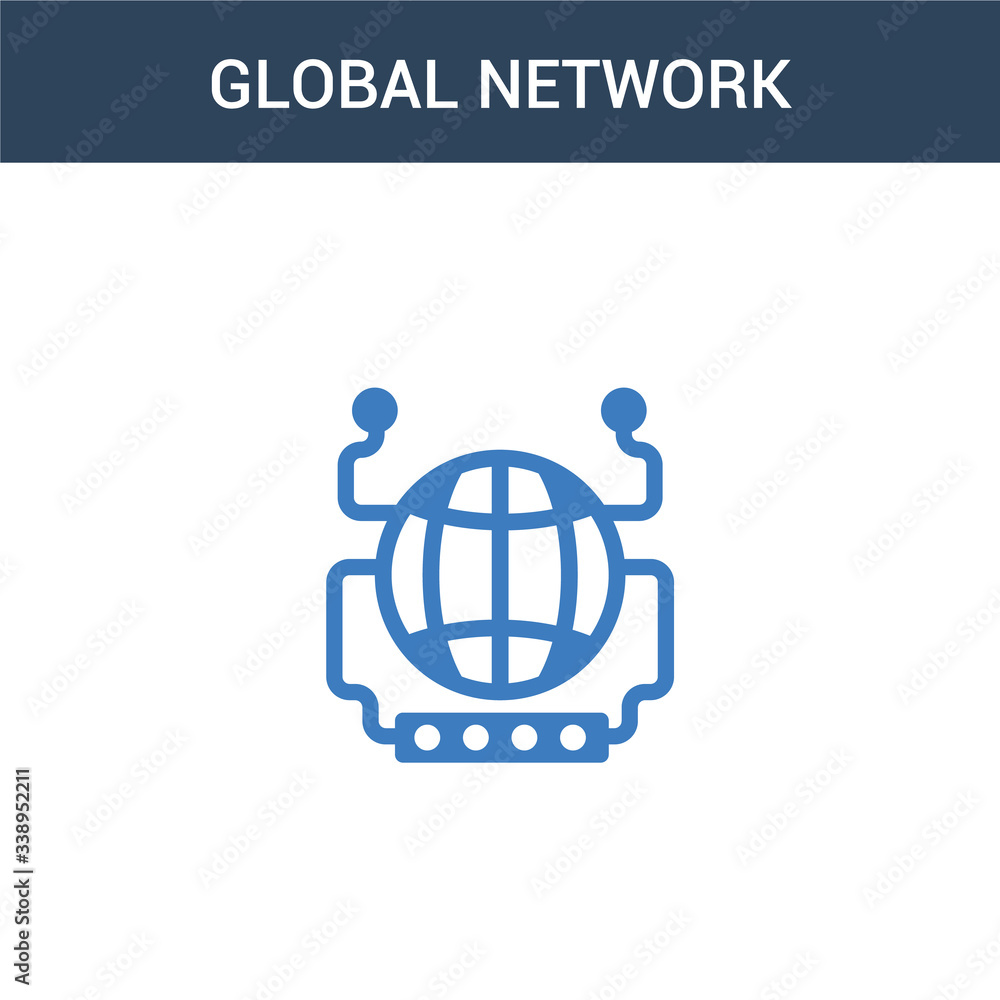 Poster two colored global network concept vector icon. 2 color global network vector illustration. isolated
