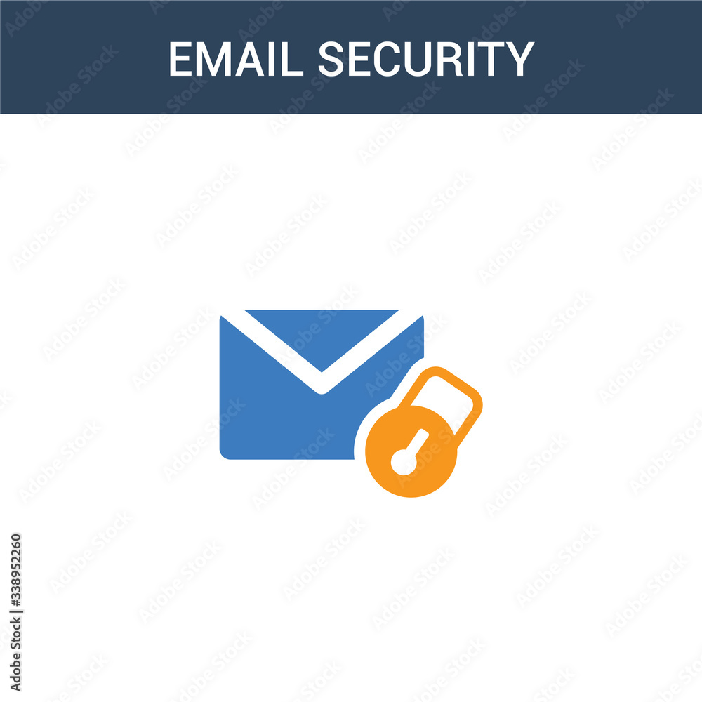 Poster two colored email security concept vector icon. 2 color email security vector illustration. isolated