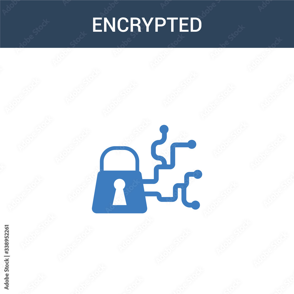 Poster two colored encrypted concept vector icon. 2 color encrypted vector illustration. isolated blue and 