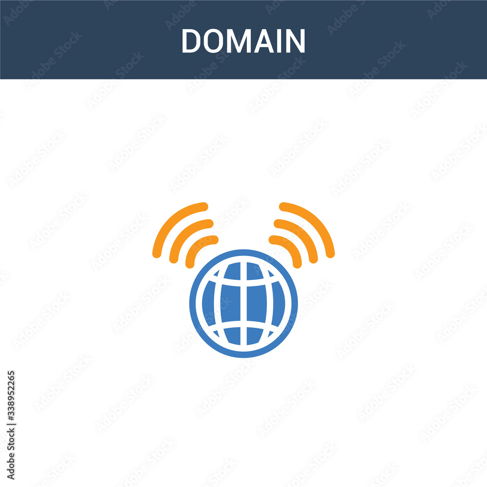 Poster two colored domain concept vector icon. 2 color domain vector illustration. isolated blue and orange