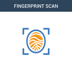 two colored Fingerprint scan concept vector icon. 2 color Fingerprint scan vector illustration. isolated blue and orange eps icon on white background.