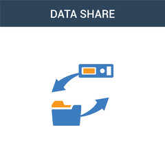 Fototapeta premium two colored Data share concept vector icon. 2 color Data share vector illustration. isolated blue and orange eps icon on white background.