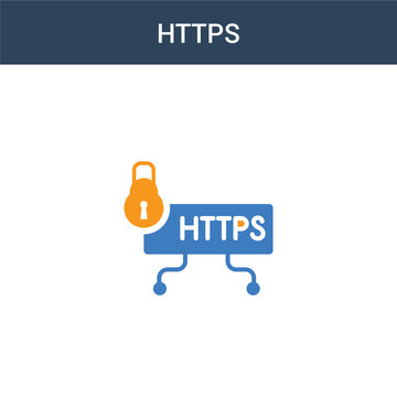 two colored Https concept vector icon. 2 color Https vector illustration. isolated blue and orange eps icon on white background.
