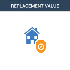 two colored replacement value concept vector icon. 2 color replacement value vector illustration. isolated blue and orange eps icon on white background.