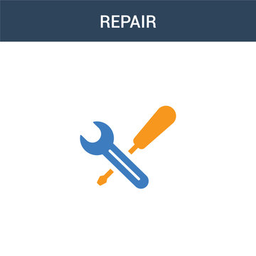 two colored Repair concept vector icon. 2 color Repair vector illustration. isolated blue and orange eps icon on white background.
