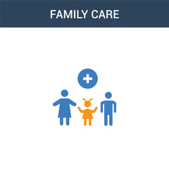 two colored Family Care concept vector icon. 2 color Family Care vector illustration. isolated blue and orange eps icon on white background.