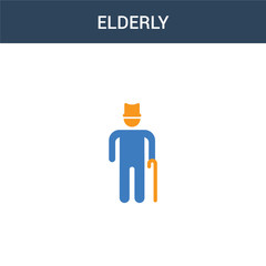 two colored Elderly concept vector icon. 2 color Elderly vector illustration. isolated blue and orange eps icon on white background.