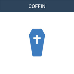Obraz premium two colored Coffin concept vector icon. 2 color Coffin vector illustration. isolated blue and orange eps icon on white background.
