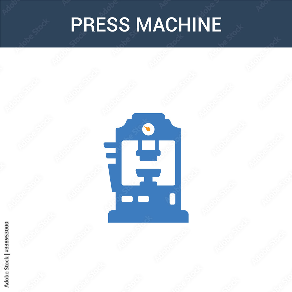 Poster two colored press machine concept vector icon. 2 color press machine vector illustration. isolated b