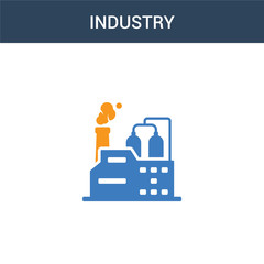 two colored Industry concept vector icon. 2 color Industry vector illustration. isolated blue and orange eps icon on white background.