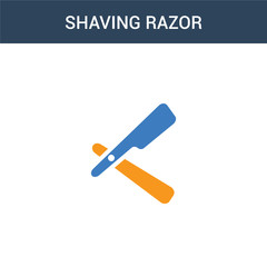 two colored shaving razor concept vector icon. 2 color shaving razor vector illustration. isolated blue and orange eps icon on white background.