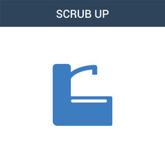 two colored scrub up concept vector icon. 2 color scrub up vector illustration. isolated blue and orange eps icon on white background.