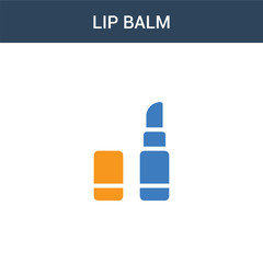 two colored Lip balm concept vector icon. 2 color Lip balm vector illustration. isolated blue and orange eps icon on white background.