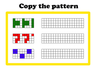 Vector worksheet for preschool, copy the pattern, scaled for A4 print