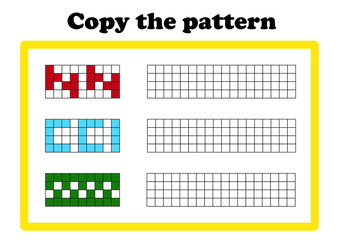 Vector worksheet for preschool, copy the pattern, scaled for A4 print