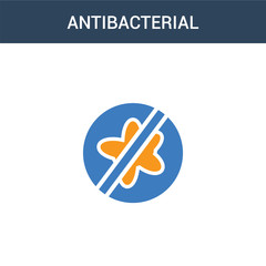 two colored antibacterial concept vector icon. 2 color antibacterial vector illustration. isolated blue and orange eps icon on white background.