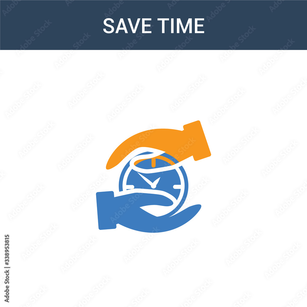 Aufkleber two colored save time concept vector icon. 2 color save time vector illustration. isolated blue and 
