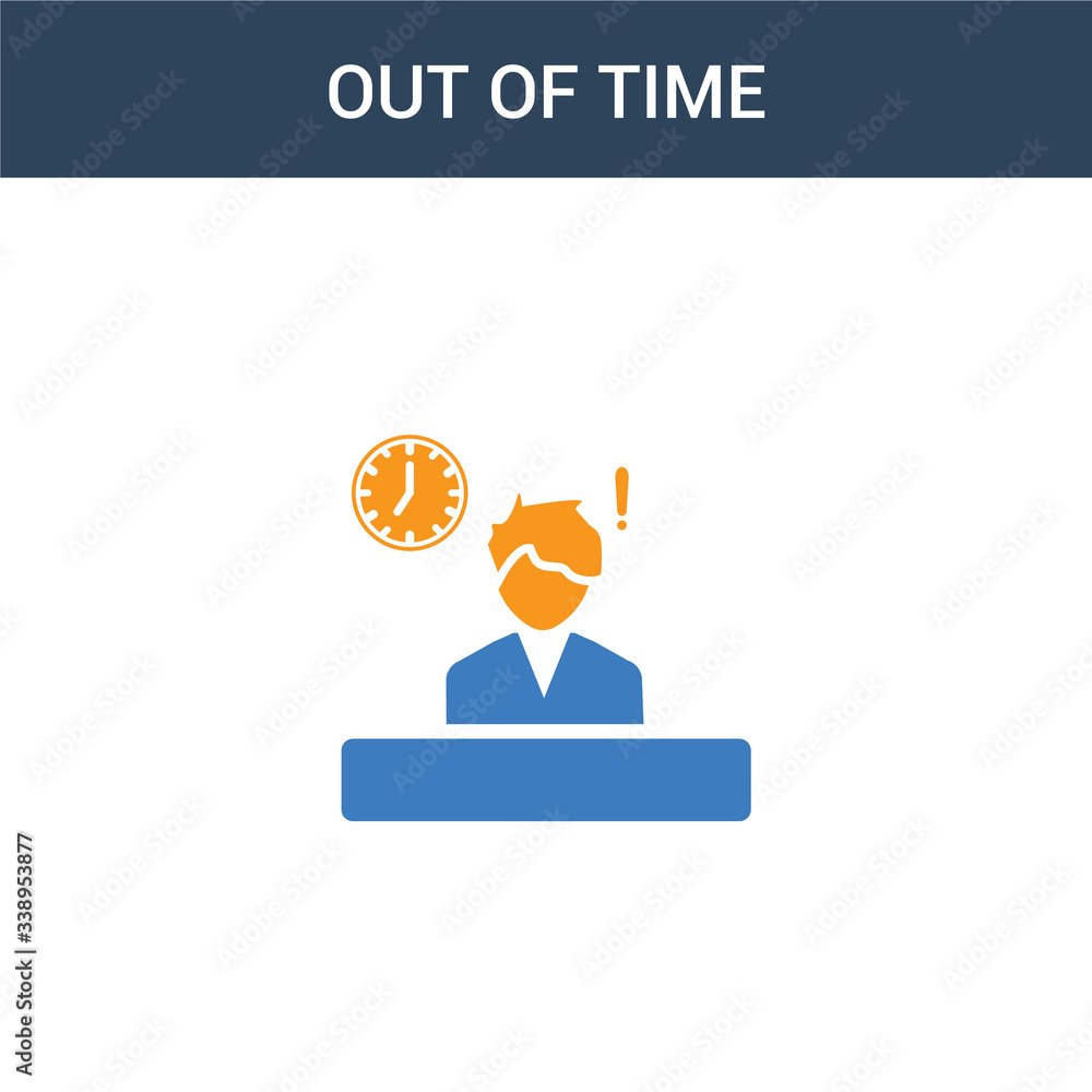Poster two colored out of time concept vector icon. 2 color out of time vector illustration. isolated blue 