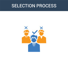 two colored Selection process concept vector icon. 2 color Selection process vector illustration. isolated blue and orange eps icon on white background.