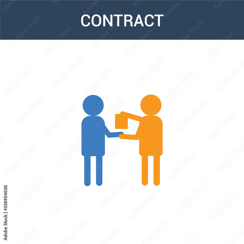 Poster two colored contract concept vector icon. 2 color contract vector illustration. isolated blue and or