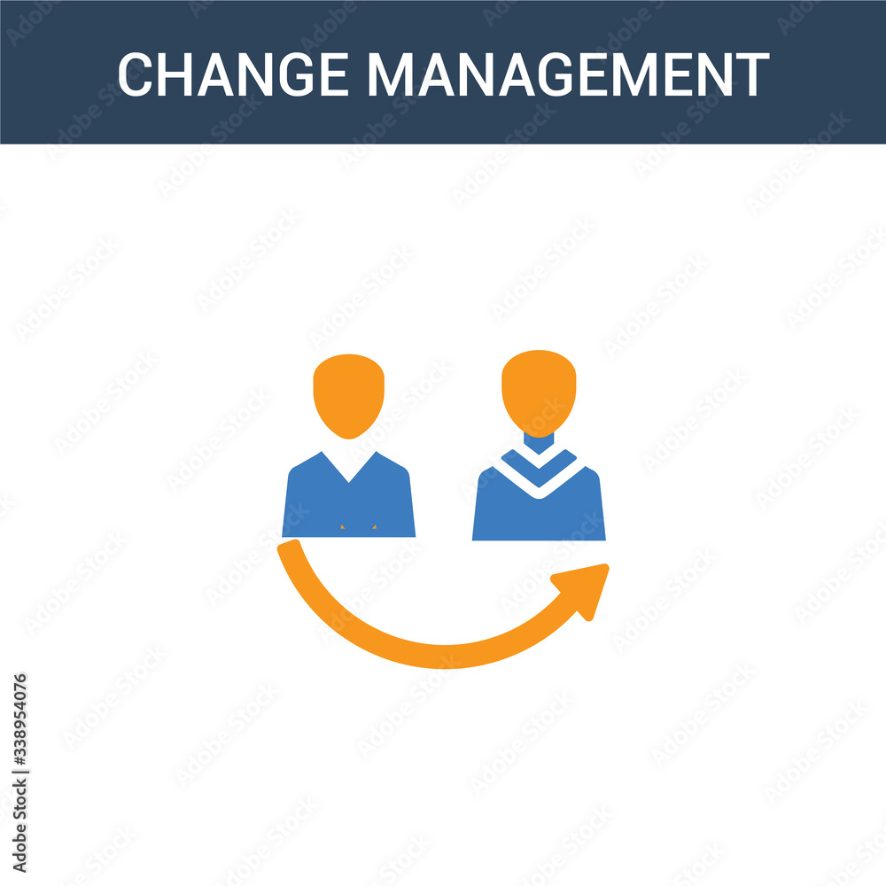 Poster two colored change management concept vector icon. 2 color change management vector illustration. is