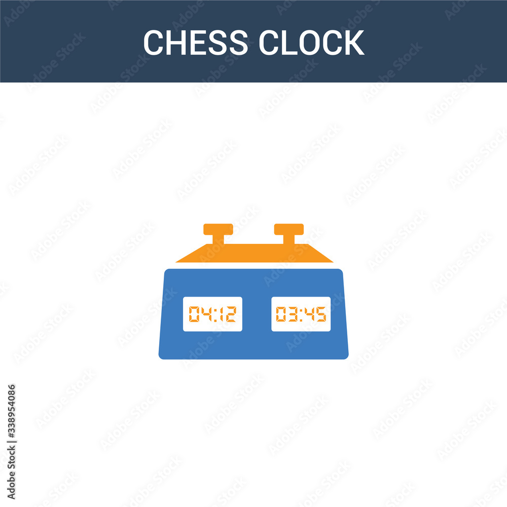 Poster two colored chess clock concept vector icon. 2 color chess clock vector illustration. isolated blue 