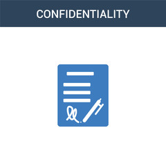 two colored Confidentiality agreement concept vector icon. 2 color Confidentiality agreement vector illustration. isolated blue and orange eps icon on white background.