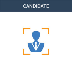 two colored Candidate concept vector icon. 2 color Candidate vector illustration. isolated blue and orange eps icon on white background.