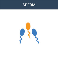 two colored Sperm concept vector icon. 2 color Sperm vector illustration. isolated blue and orange eps icon on white background.