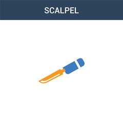 two colored Scalpel concept vector icon. 2 color Scalpel vector illustration. isolated blue and orange eps icon on white background.