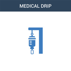 two colored medical drip concept vector icon. 2 color medical drip vector illustration. isolated blue and orange eps icon on white background.
